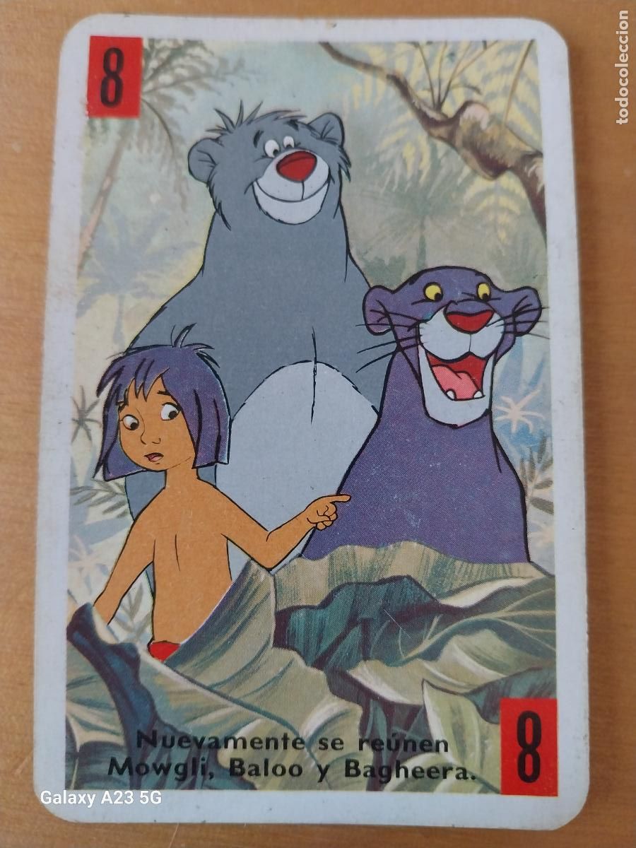 Trading cards: LIBRO DE LA SELVA A&Ntilde;O 1966 CARTA NAIPE ROJO 8 BALOO SHERE KHAN MOWGLI ORIGINAL