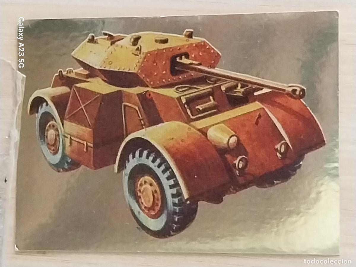 Trading cards: HECHOS Y SOLDADOS S XX A&Ntilde;O 1977 ED MAGA CROMO 156 ACORAZADO STAGHOUND MK III DORADO SIN PEGAR NUNCA
