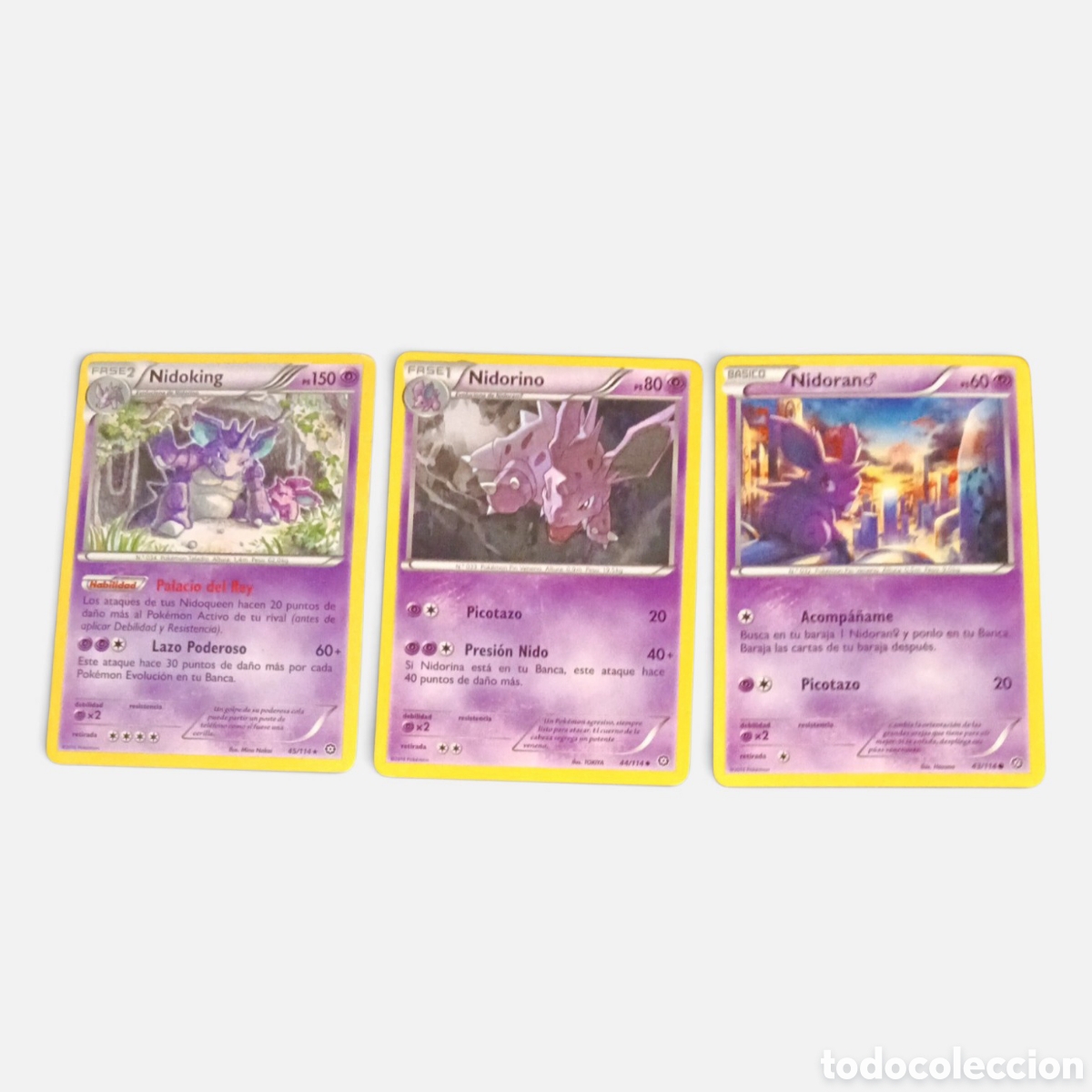 Trading cards: Pok&eacute;mon. L&iacute;nea Evolutiva Nidoran Macho Completa Espa&ntilde;ol - Nidoking Rara, Nidorino, Nidoran XY