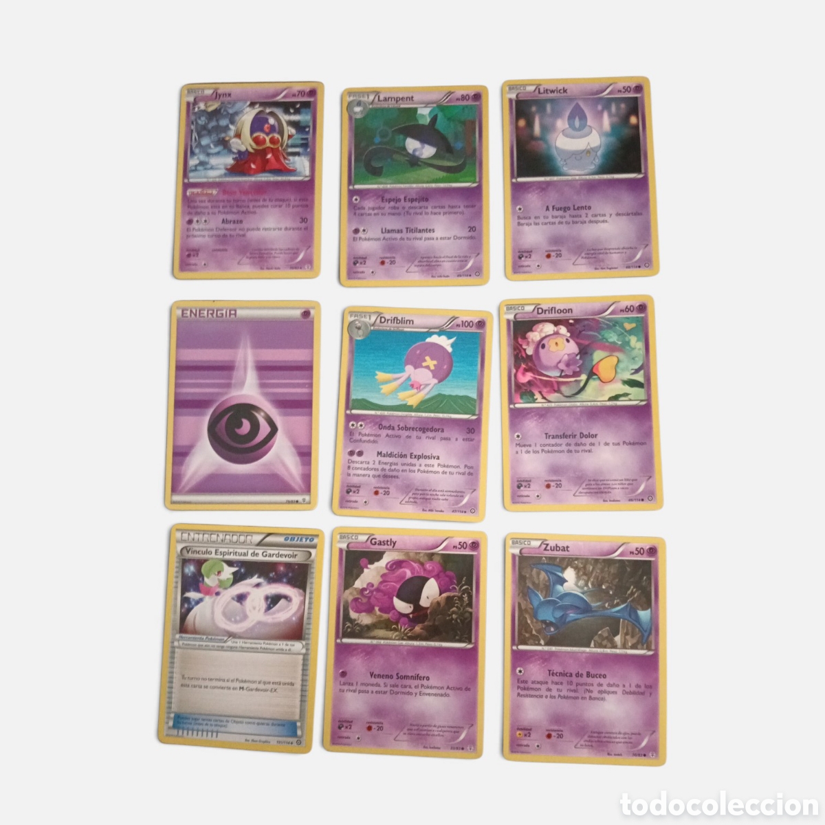 Trading cards: Lote 9 Cartas Pok&eacute;mon Ps&iacute;quico XY Planeta Augurio Espa&ntilde;ol - Jynx Rara, Gardevoir, Drifblim