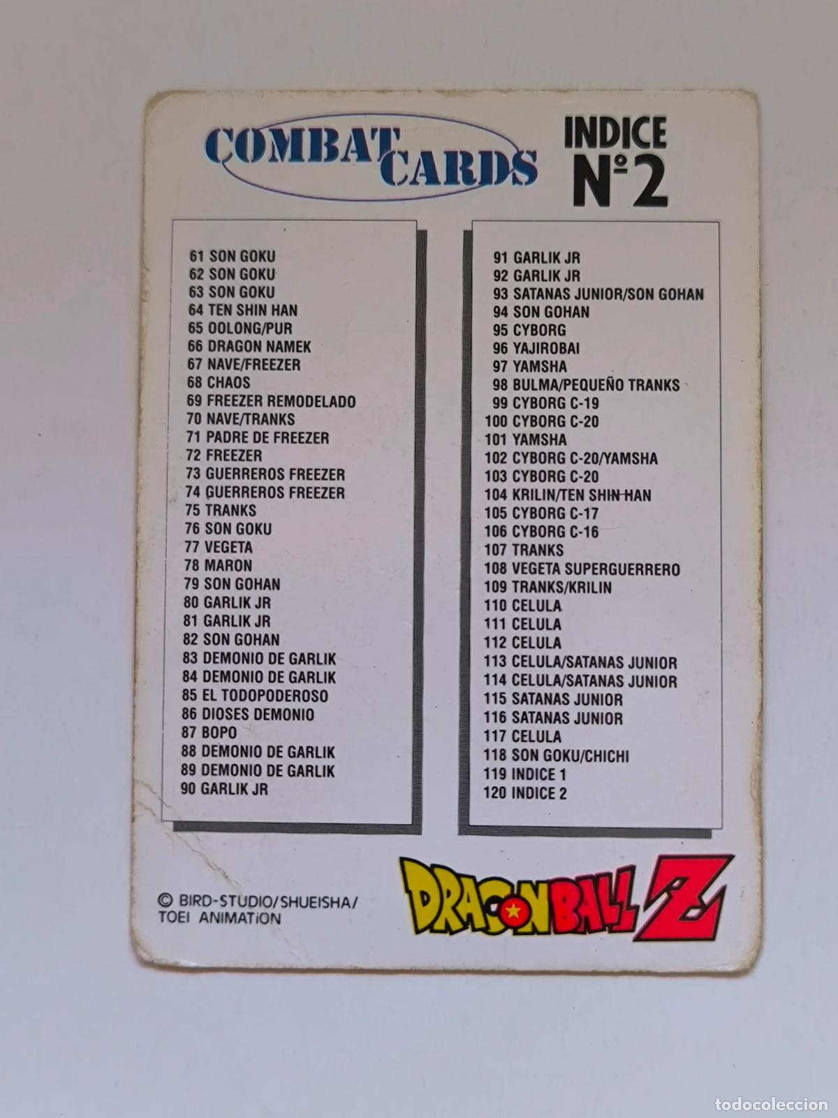 Trading cards: DRAGON BALL Z COMBAT CARDS - INDICE N&ordm; 2 - TRADING CARD / CARTA - PANINI (N7C2)