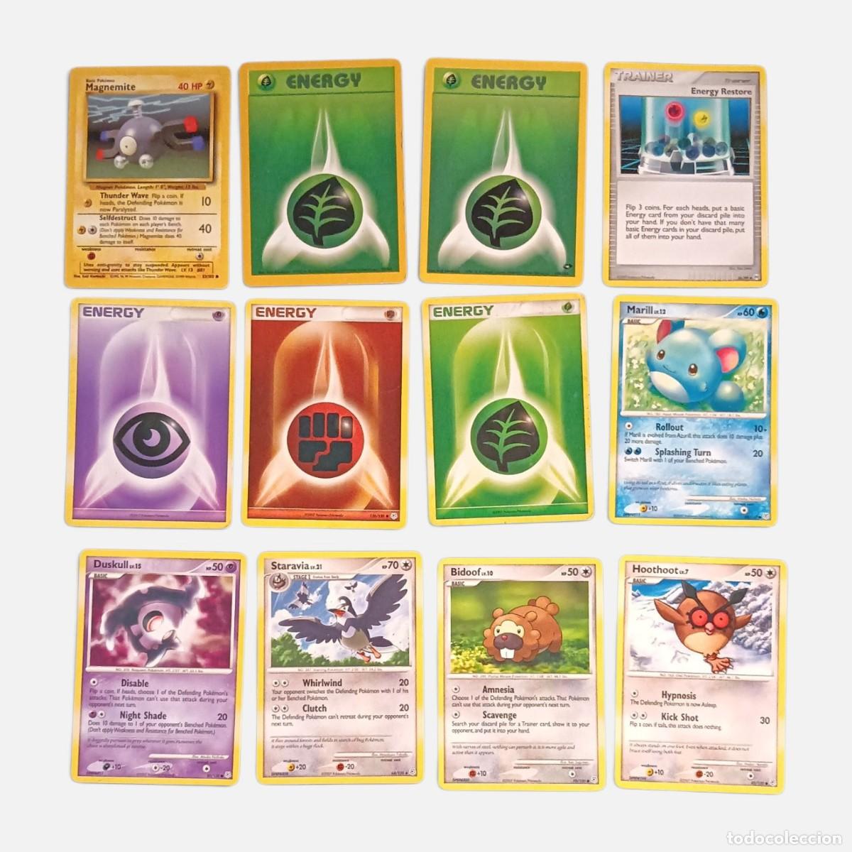 Trading cards: 12 Cartas Pokemon Vintage. Desde 1999 (Magnemite y Energ&iacute;a) hasta 2009. Ingl&eacute;s
