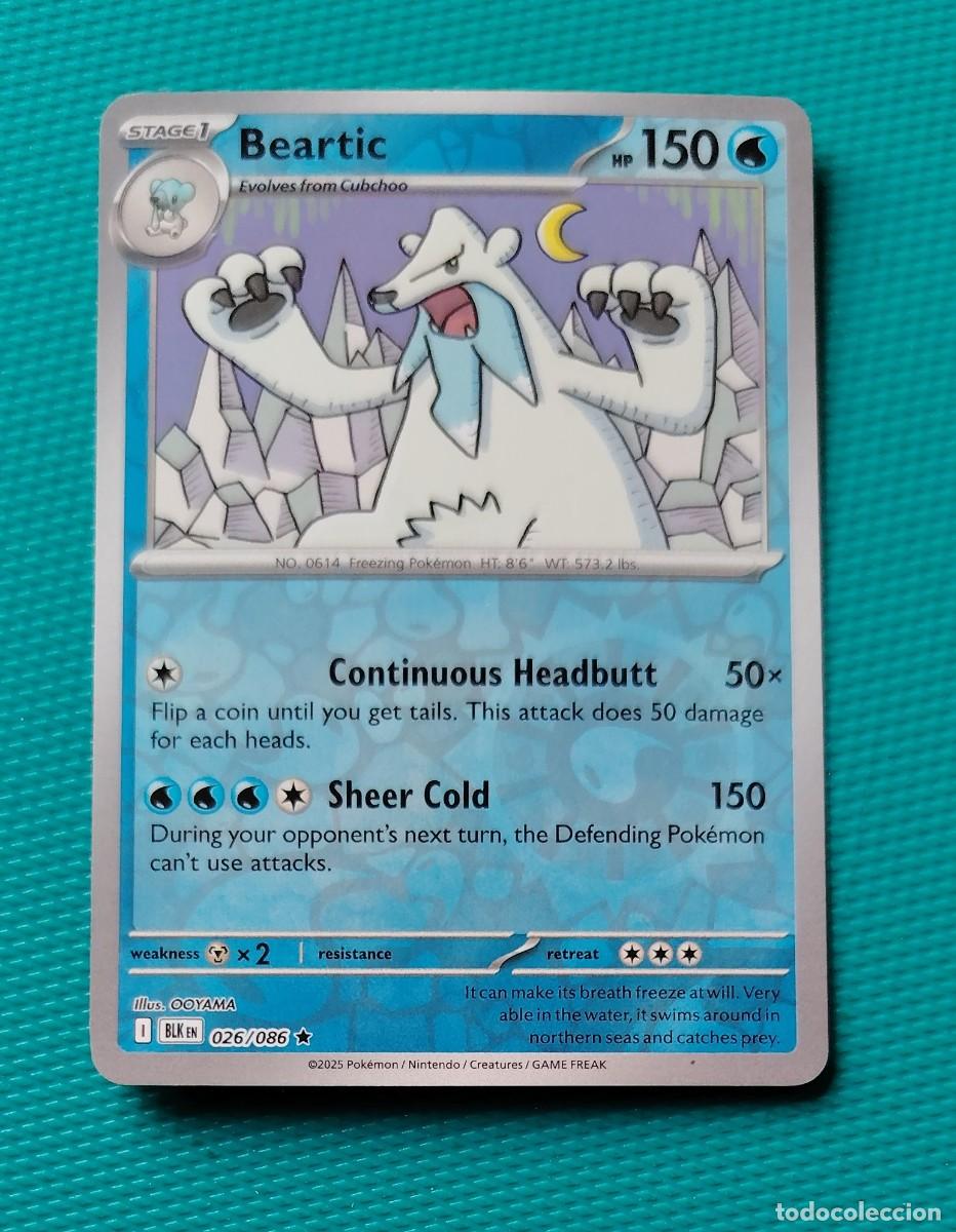 Trading cards: CARTA POKEMON EN INGLES - BEARTIC 026 / 086 - FASE 1 - RARA * - ORIGINAL - NUEVA MD MINT