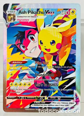 Trading cards: Carta Pokemon Ash Pikachu VMAX Tarjeta de grado coleccionable Proxy leer atte