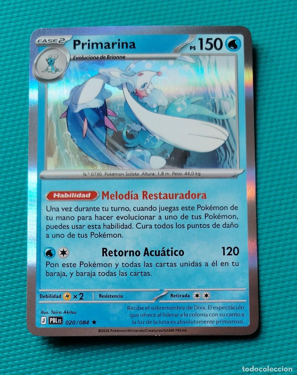 Trading cards: CARTA POKEMON EN ESPA&Ntilde;OL - PRIMARINA 020 / 084 - FASE 2 - RARA * - ORIGINAL - NUEVA MD MINT