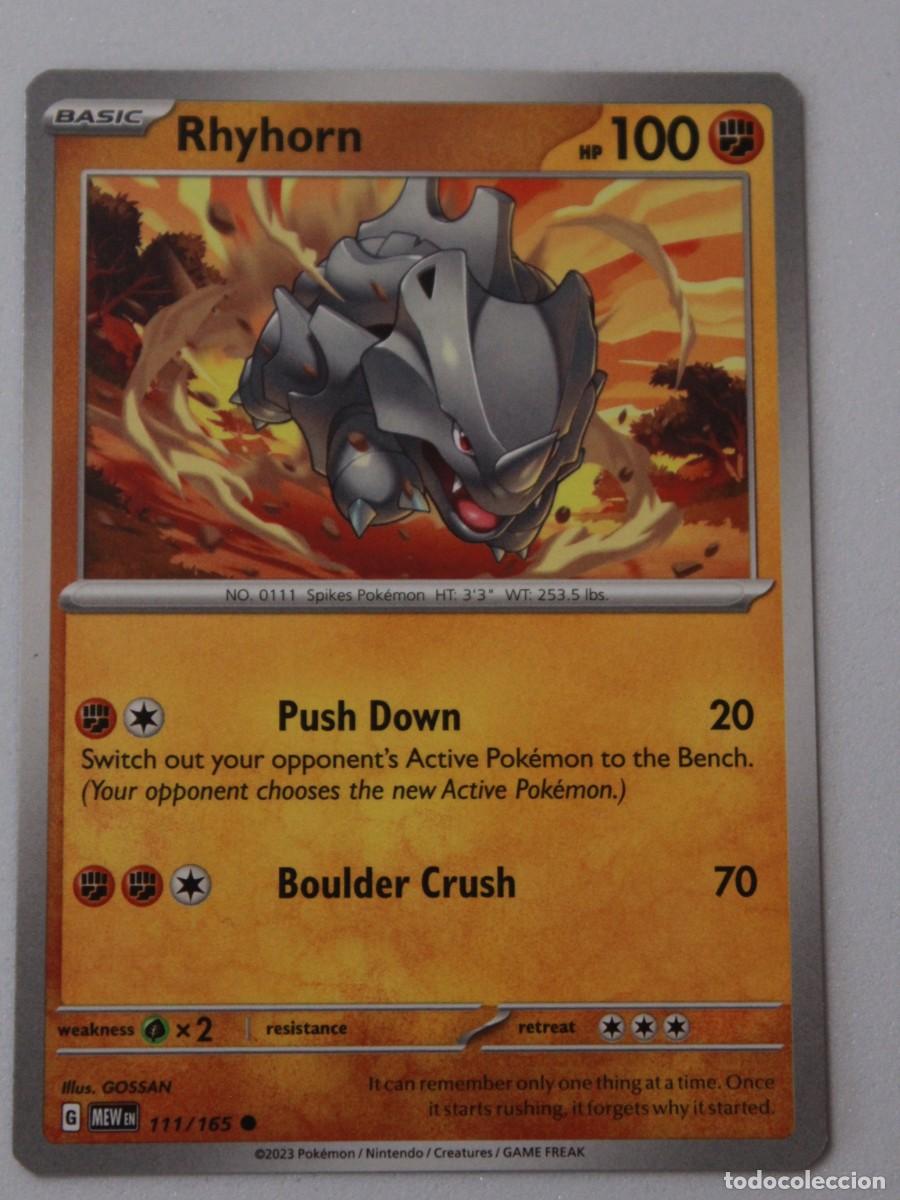 Trading cards: Carta Pok&eacute;mon Rhyhorn 111/165 Pokemon 151 Ingles Original TCG