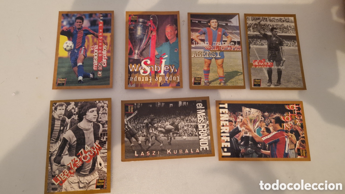 Trading cards: Lote Cartas Bar&ccedil;a Oro El Mundo Deportivo 1995 - Leyendas Kubala, Hagi, Asensi, Cruyff y m&aacute;s