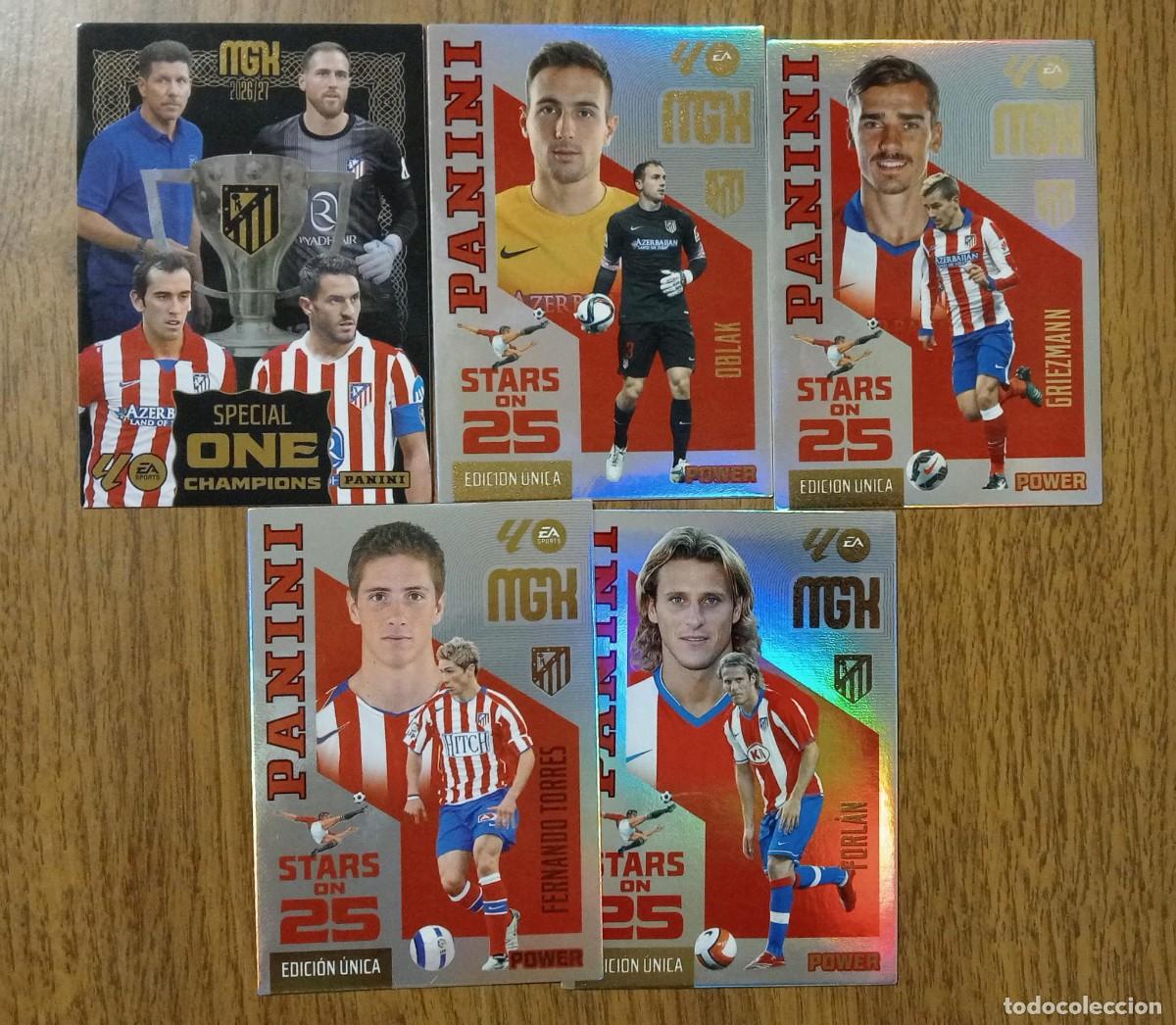 Trading cards: Set Completo Atletico Madrid 5 cartas Panini Megacracks 2027 Premium Box
