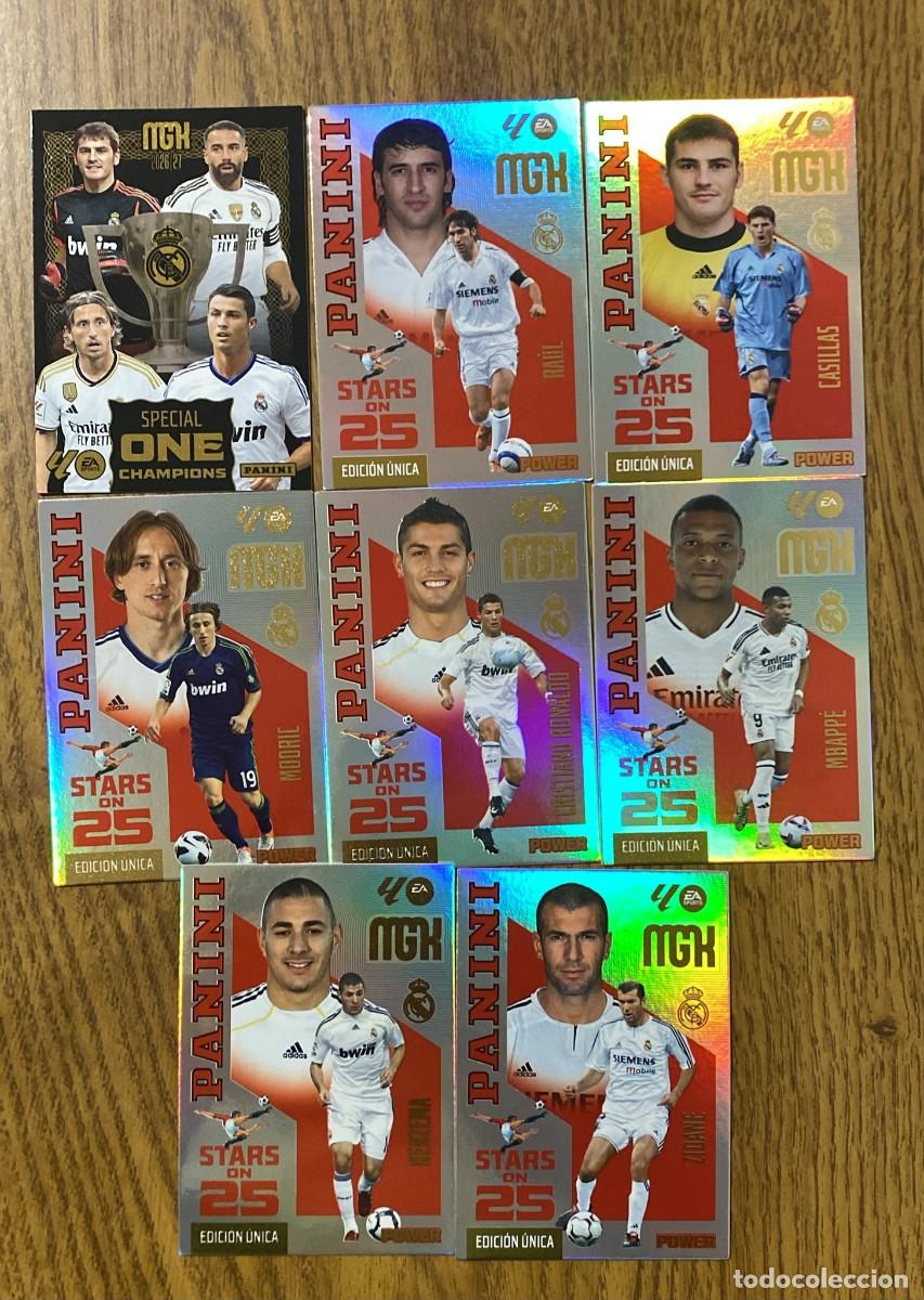 Trading cards: Lote Completo Real Madrid 8 cartas Panini Megacracks 2027 Tin Box Premium