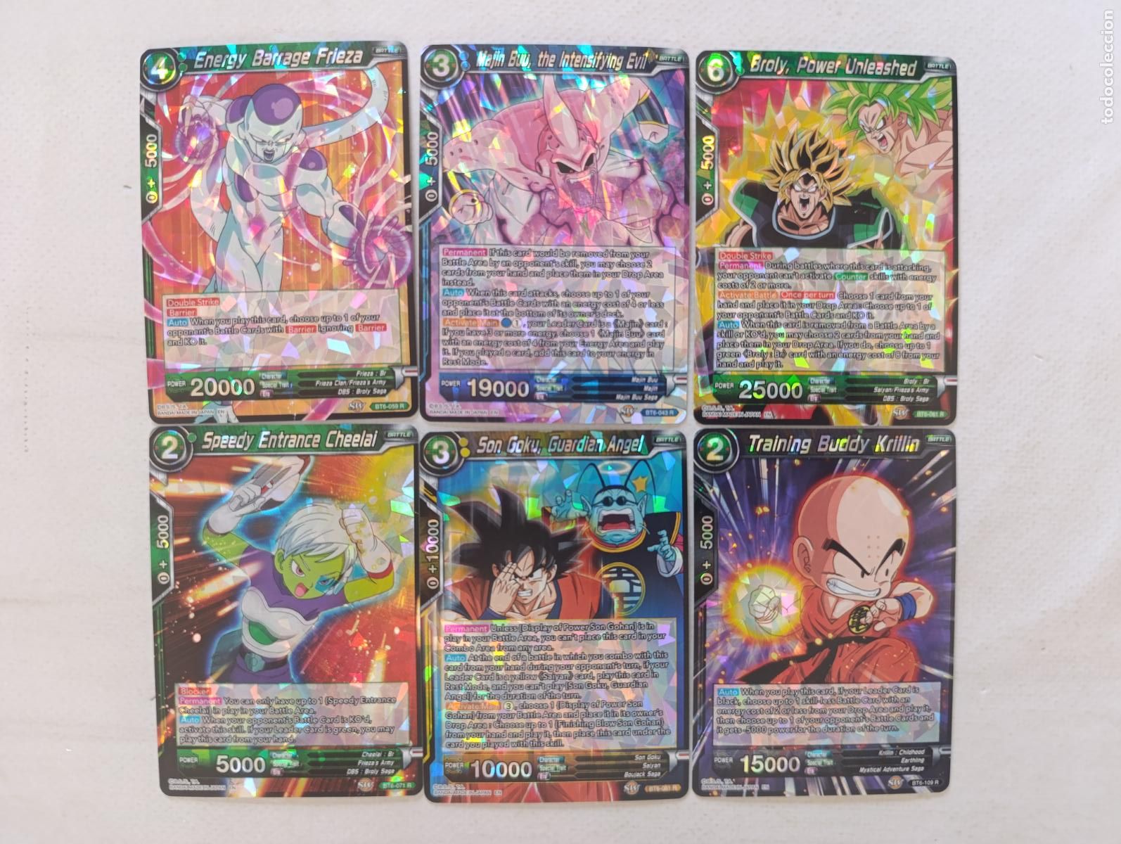 Trading cards: LOTE DRAGON BALL SUPER CARD GAME - 6 CARTAS - R (RARAS) - INGLES - BRILLANTES (7C)