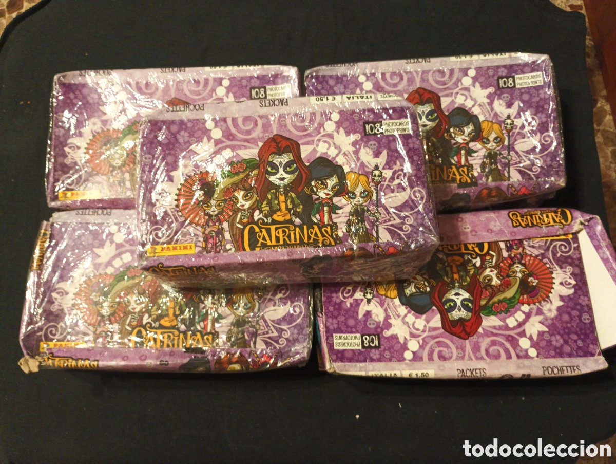 Trading cards: Lote 5 cajas panini photocards catrinas cada caja contiene 24 sobres con 108 tarjetas cada caja