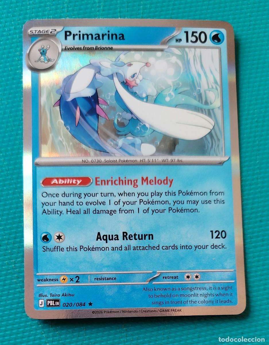Trading cards: CARTA POKEMON EN INGLES - PRIMARINA 020 / 084 - FASE 2 - RARA * - ORIGINAL - NUEVA MD MINT