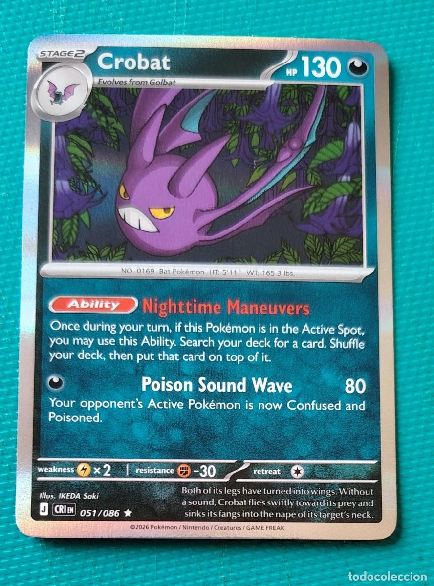 Trading cards: CARTA POKEMON EN INGLES - CROBAT 051 / 086 - FASE 2 - RARA * - ORIGINAL - NUEVA MD MINT