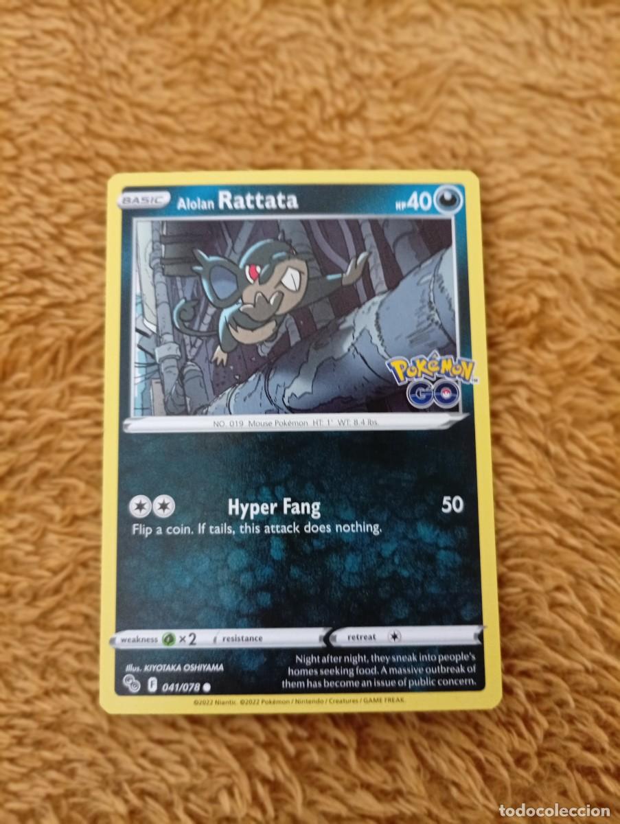 Trading cards: Carta Pok&eacute;mon de Alolan Rattata, edici&oacute;n Pok&eacute;mon GO. - N&uacute;mero de carta: 041/078. - Idioma: Ingl&eacute;s.
