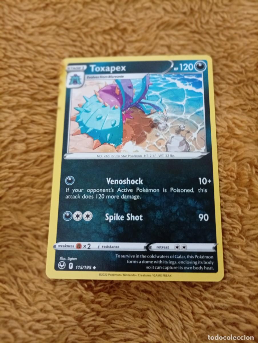Trading cards: Carta Pok&eacute;mon de Toxapex, edici&oacute;n en ingl&eacute;s. - N&uacute;mero de carta: 115/195. - A&ntilde;o de publicaci&oacute;n: 2022
