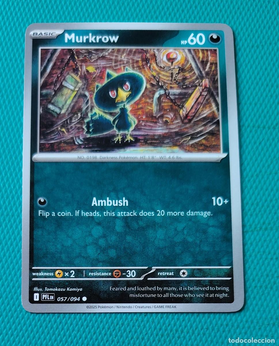 Trading cards: CARTA POKEMON EN INGLES - MURKROW 057 / 094 - BASICO - ORIGINAL - NUEVA MD MINT