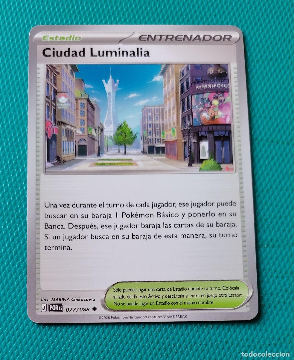 Trading cards: CARTA POKEMON EN ESPA&Ntilde;OL - CIUDAD LUMINALIA 077 / 088 - ENTRENADOR - ORIGINAL - NUEVA MD MINT