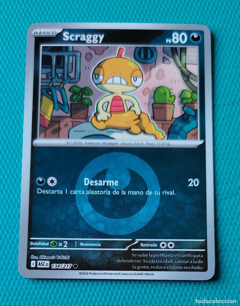 Trading cards: CARTA POKEMON EN ESPA&Ntilde;OL - SCRAGGY 134 / 217 - BASICO - ORIGINAL - NUEVA MD MINT