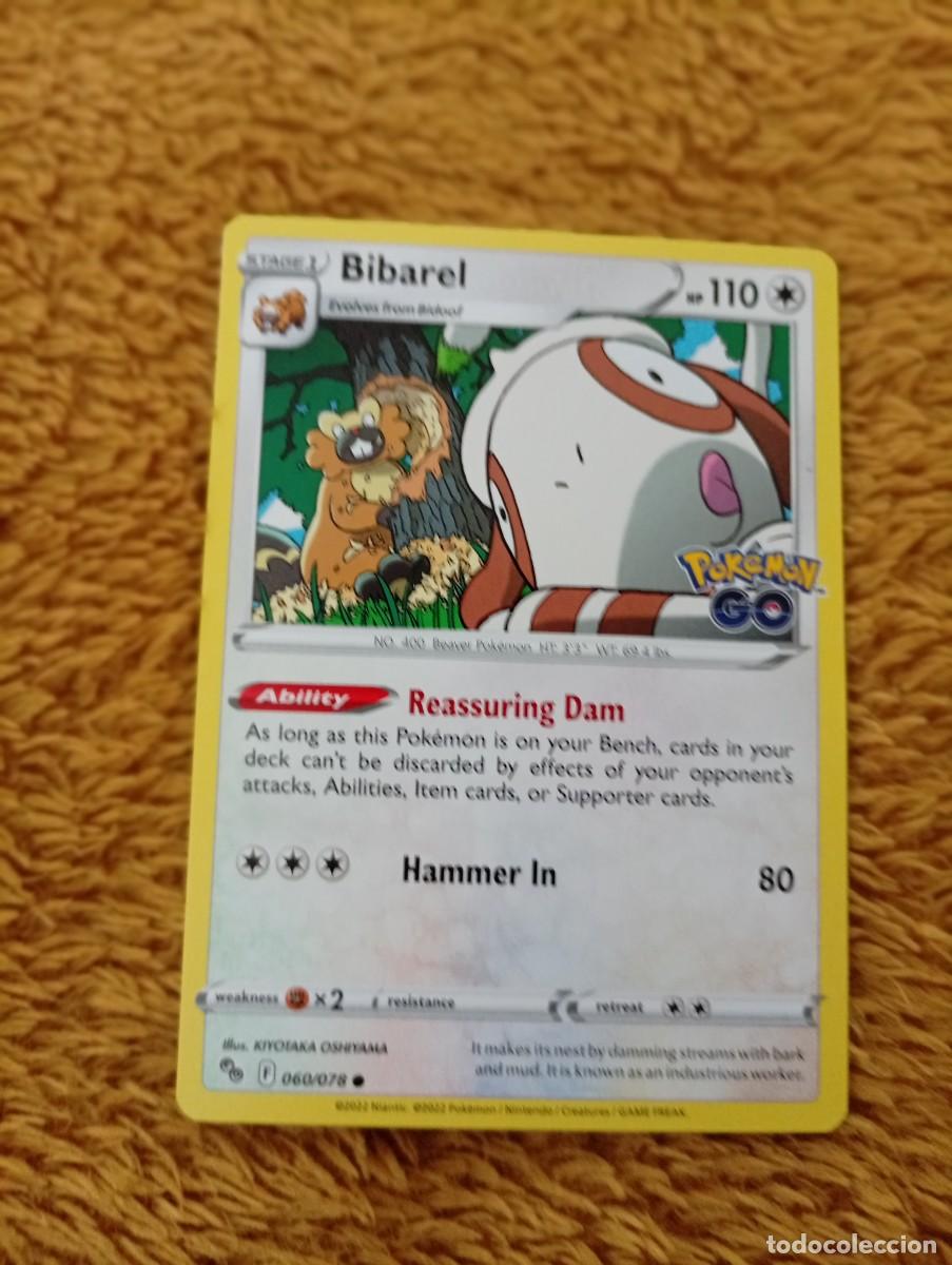 Trading cards: Carta Pok&eacute;mon de Bibarel, edici&oacute;n en ingl&eacute;s. - N&uacute;mero de carta: 60/078. - A&ntilde;o de publicaci&oacute;n: 2022.