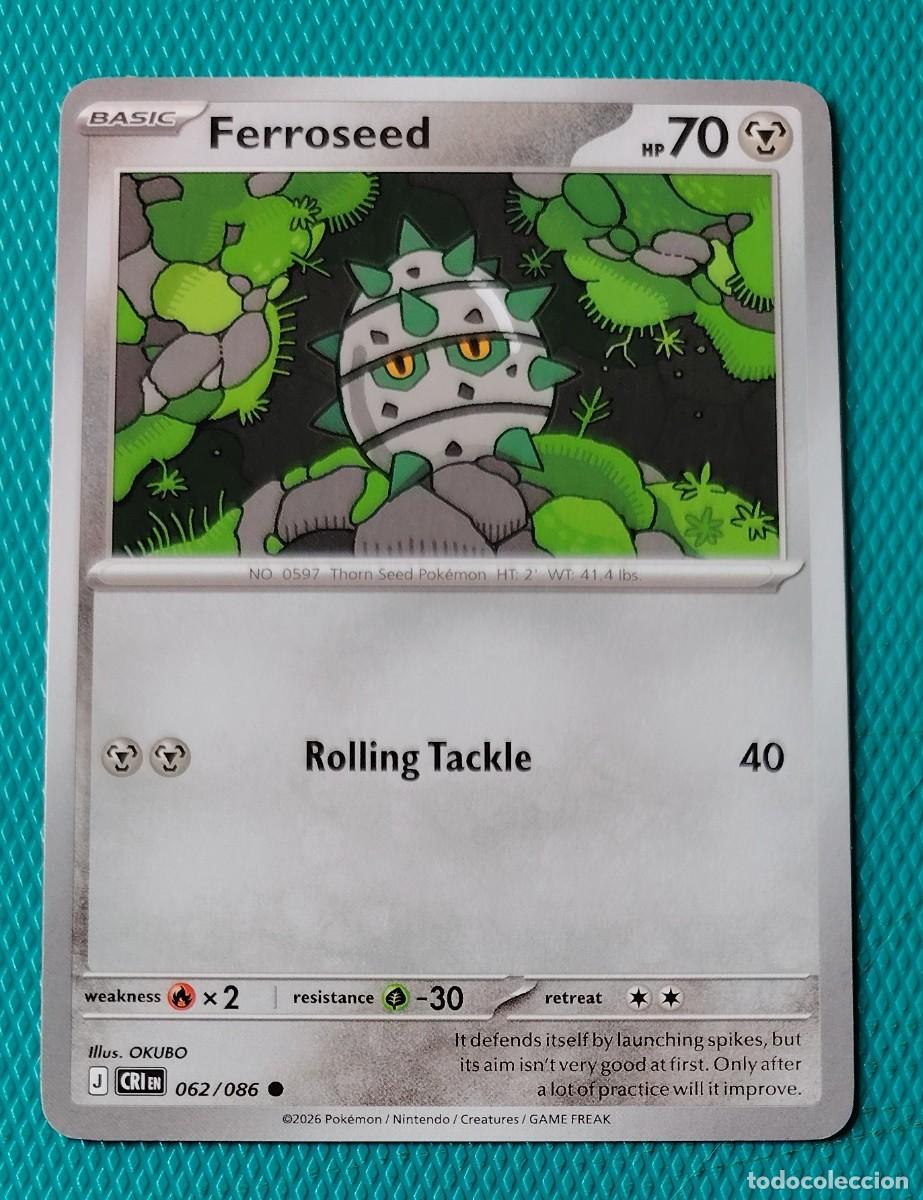 Trading cards: CARTA POKEMON EN INGLES - FERROSEED 062 / 086 - BASICO - ORIGINAL - NUEVA MD MINT