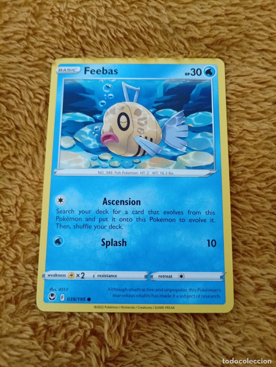 Trading cards: Carta Pok&eacute;mon de Feebas, edici&oacute;n en ingl&eacute;s. - N&uacute;mero de carta: 39/195. - A&ntilde;o de publicaci&oacute;n: 2022.