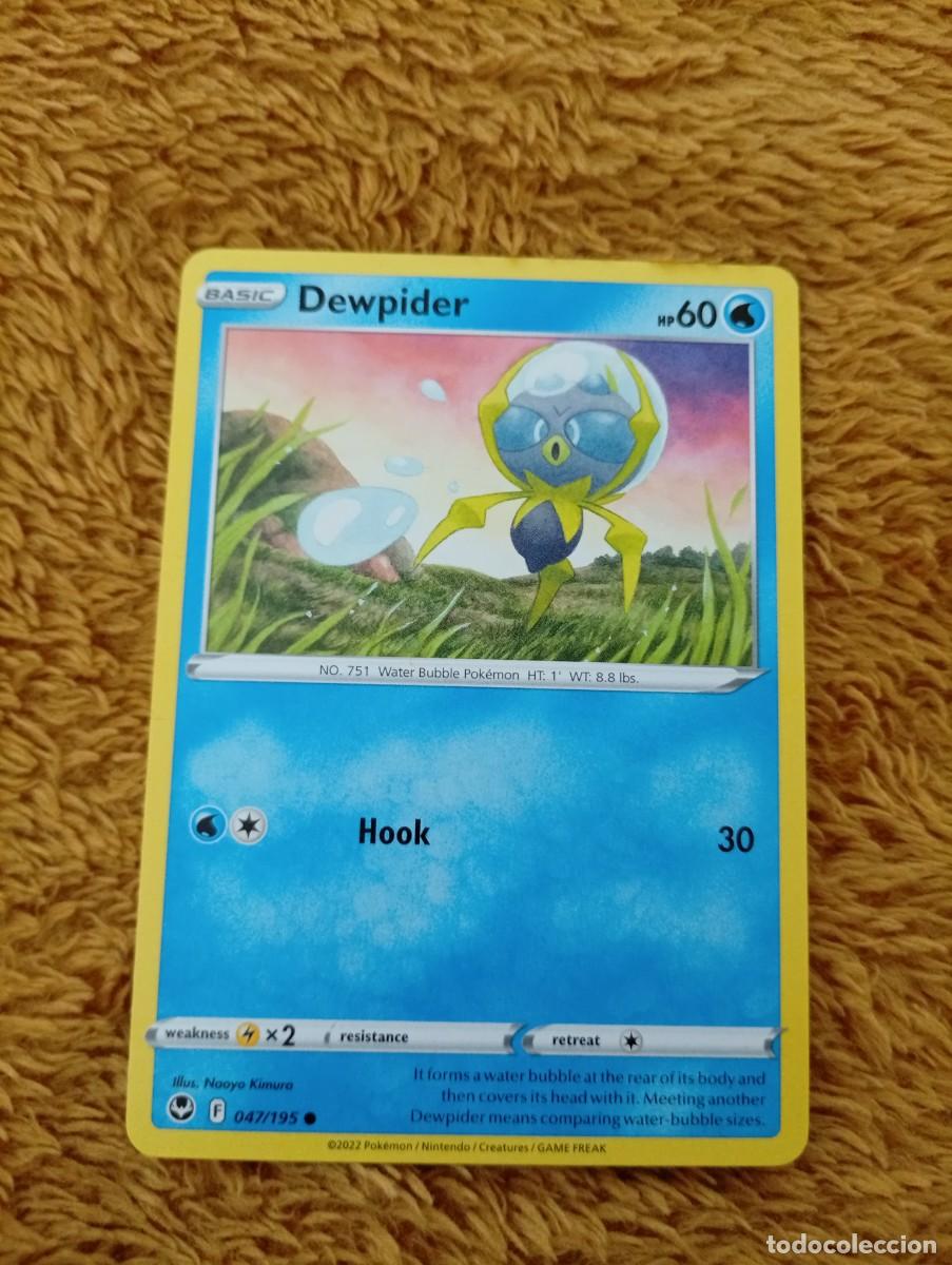 Trading cards: Carta Pok&eacute;mon de Dewpider, n&uacute;mero 47/195, del a&ntilde;o 2022. - Idioma: Ingl&eacute;s. - Tipo: B&aacute;sico. - HP: 60.