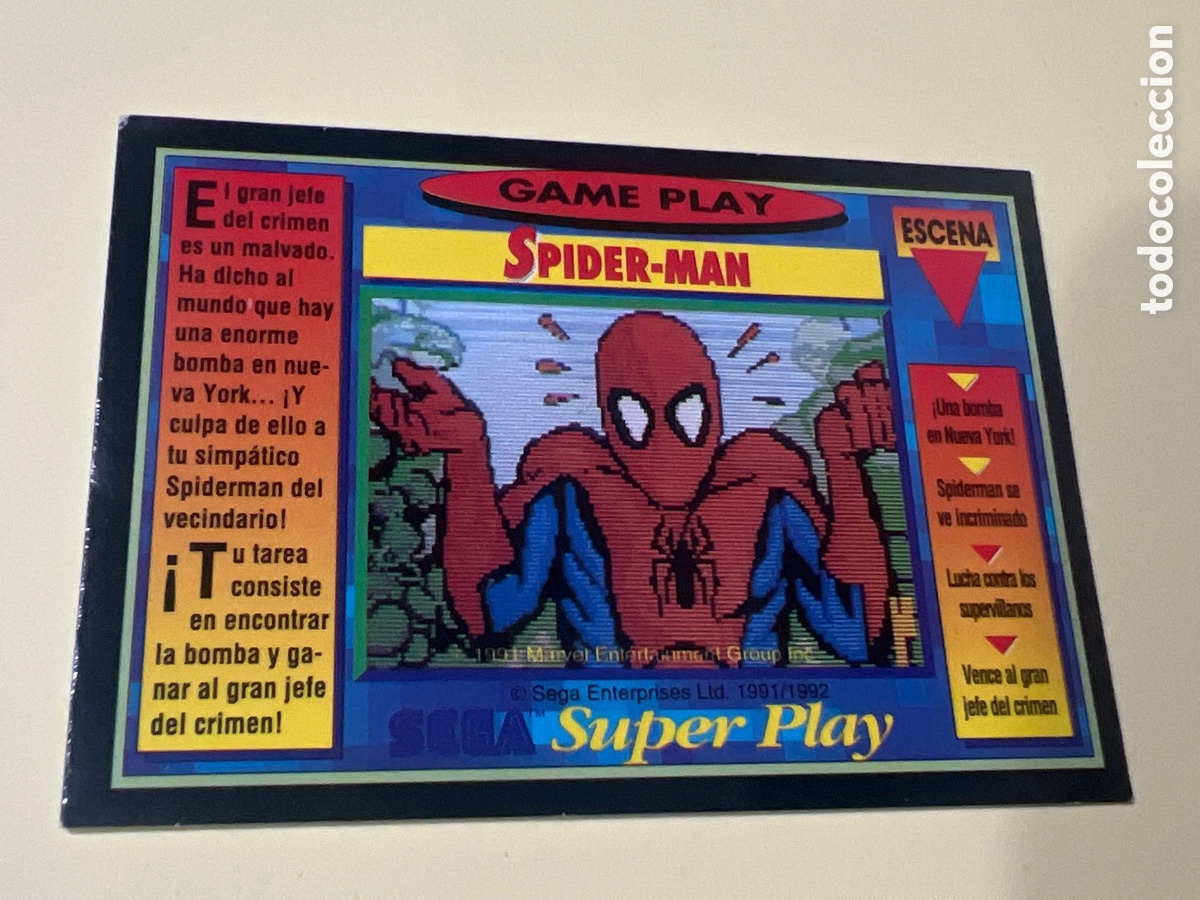 Trading cards: C7486. 1991 PANINI CROMO TRADING CARD VIDEOJUEGOS SEGA SUPER PLAY VIDEO GAMES 90 SPIDER-MAN