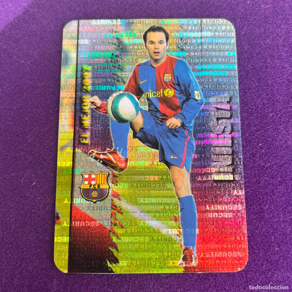 Cartas Colecion&aacute;veis: CROMO DE FUTBOL. LAS FICHAS DE LA LIGA 2008. 2007/2008. INIESTA. BARCELONA. MUNDICARDS. MC.