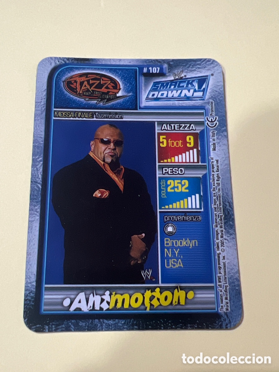 Trading cards: C3401. CROMO TRADING CARDS - ANIMOTION WWE RAW - 107 TAZZ