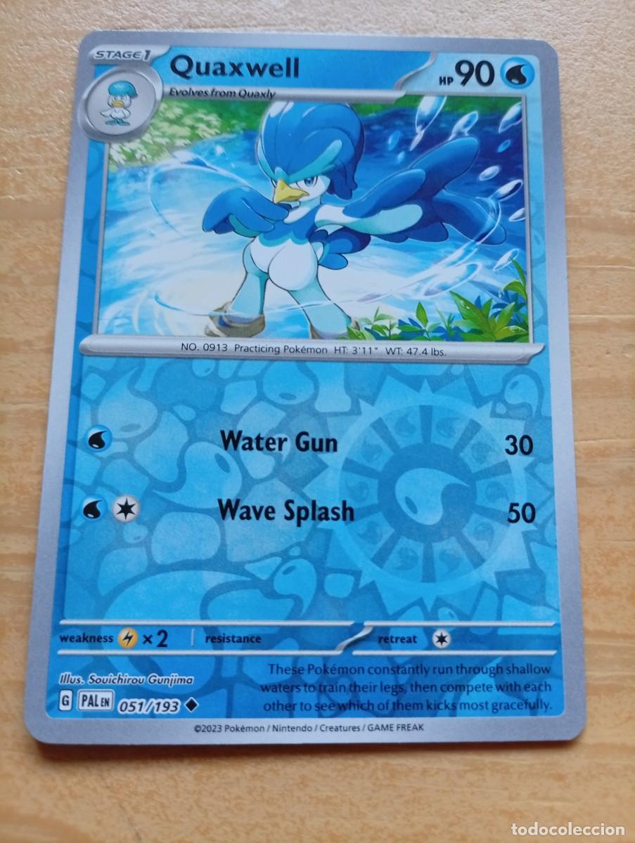 Trading cards: Carta de Pok&eacute;mon de Quaxwell en ingl&eacute;s, con acabado hologr&aacute;fico inverso. - Etapa 1. - HP 90. - Ataq