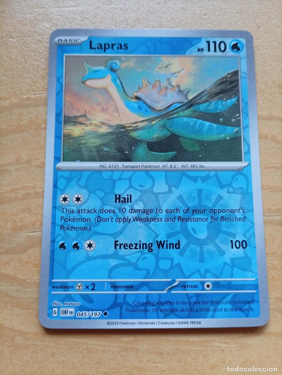 Trading cards: Carta de Pok&eacute;mon de Lapras, edici&oacute;n en ingl&eacute;s. 2023 - N&uacute;mero de carta: 45/197. - Ilustraci&oacute;n de mata
