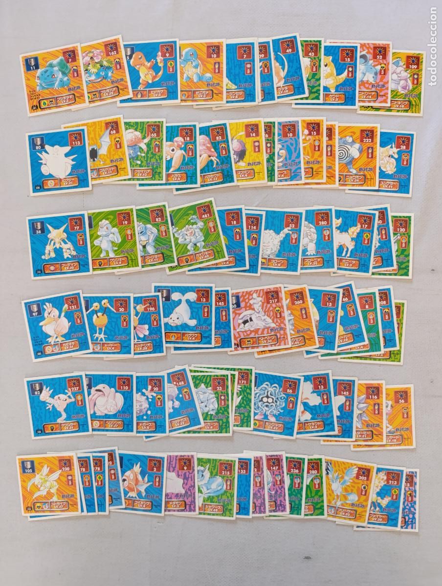 Trading cards: LOTE POKEMON STICKER AMADA - 75 STICKERS - SIN REPETIDOS - SEAL 1996 JAPON (Q7Dw)