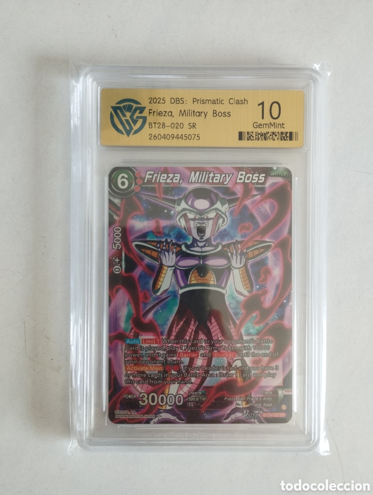Trading cards: DRAGON BALL FRIEZA MILITARY BOSS CARD GRADEADA CCG 10 GEM MINT 2025