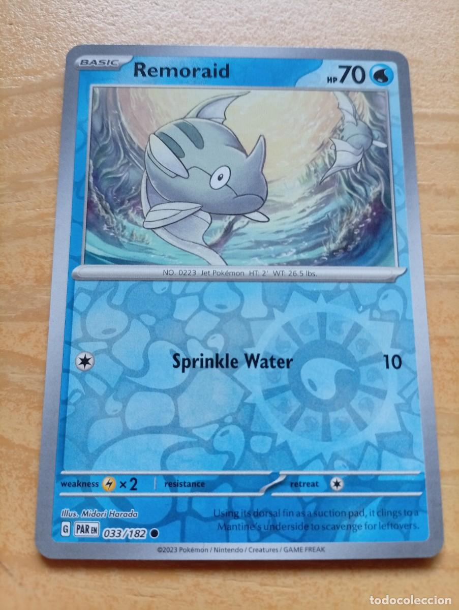 Trading cards: Carta Pok&eacute;mon de Remoraid, edici&oacute;n en ingl&eacute;s. Hologr&aacute;fico inverso 2023 - N&uacute;mero de carta: 033/182.