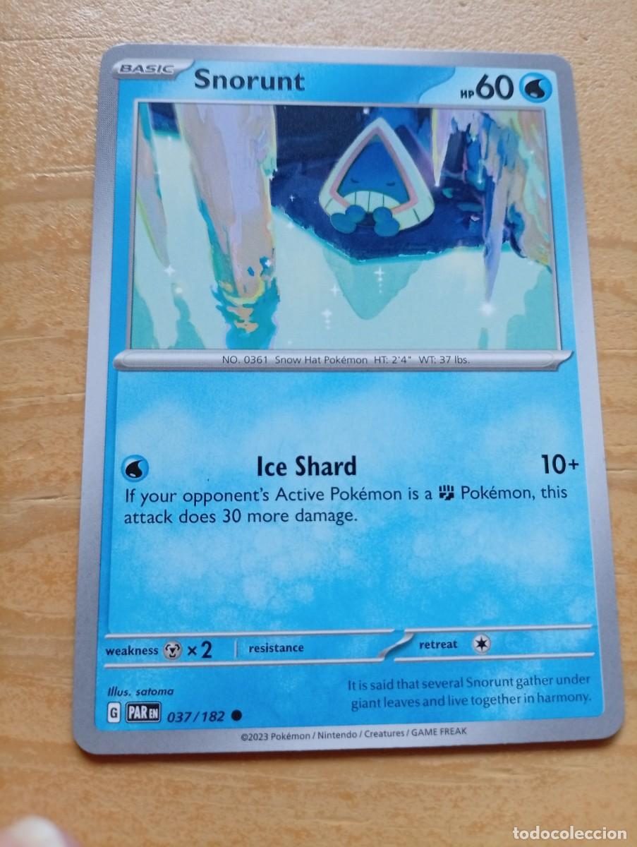 Trading cards: Carta Pok&eacute;mon de Snorunt, edici&oacute;n en ingl&eacute;s. - N&uacute;mero de carta: 037/182 - A&ntilde;o: 2023 - Tipo: B&aacute;sico
