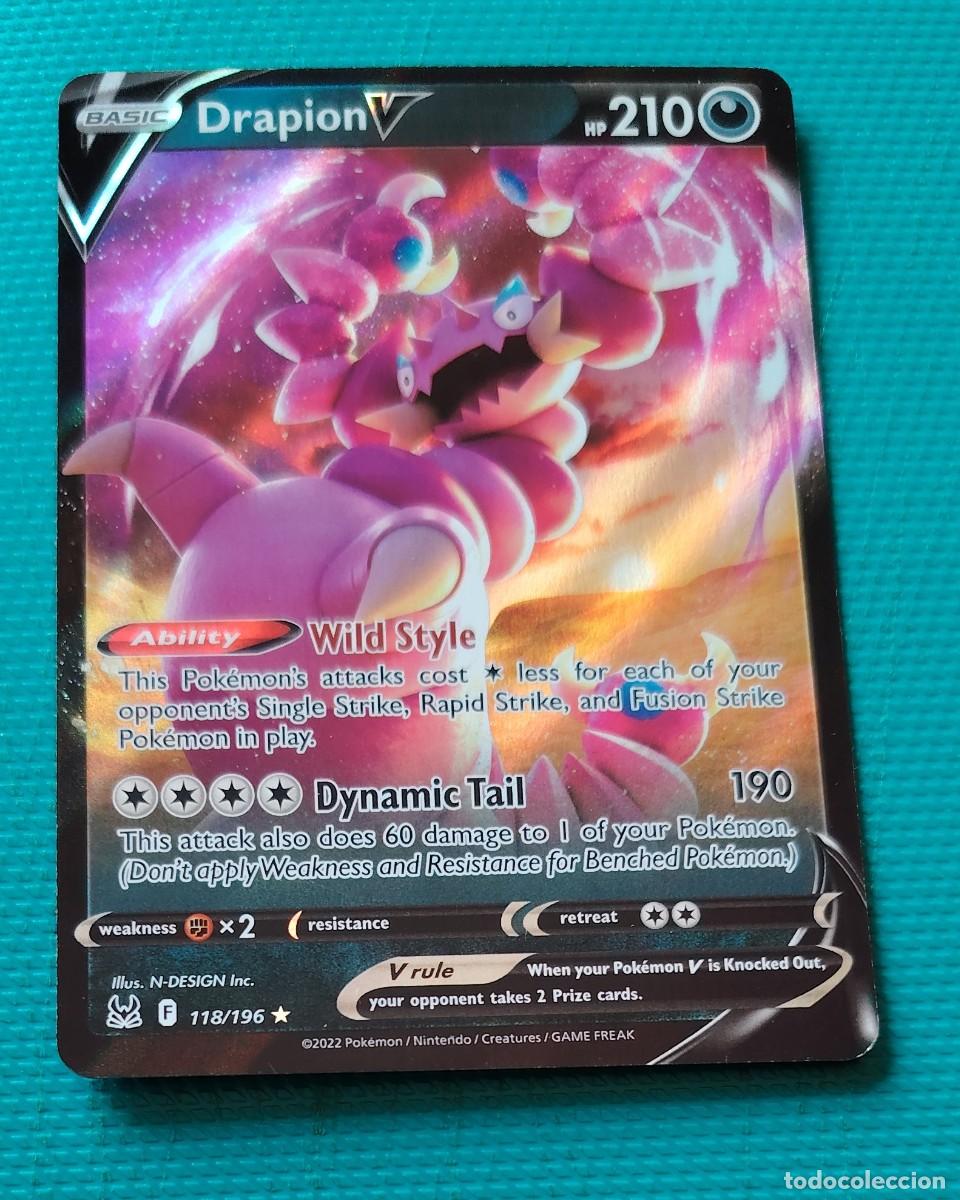 Trading cards: CARTA POKEMON EN INGLES - DRAPION V 118 / 196 - BASICO - RARA * - ORIGINAL - NUEVA MD MINT