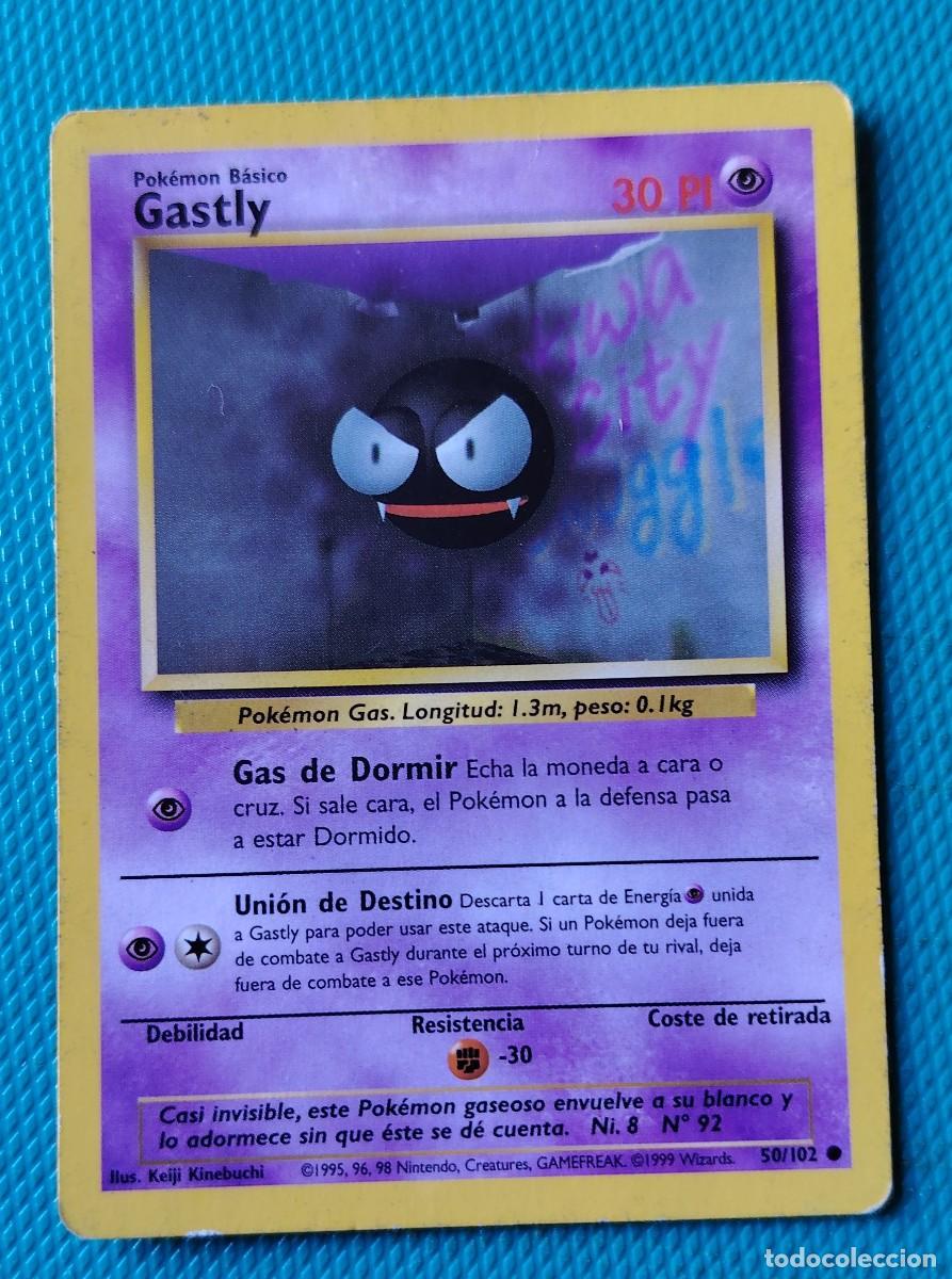 CARTA POKEMON EN ESPAÑOL - PRIMERA EDICION - GASTLY 50 / 102 - BASICO - ORIGINAL - USADA - 224POK