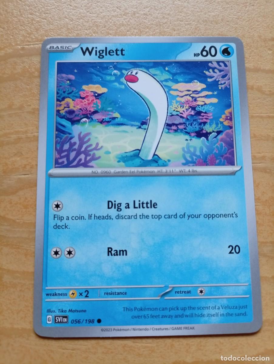 Carta Pokémon de Wiglett, edición en inglés del año 2023. - Número de carta: 056/198. - Idioma: Ing