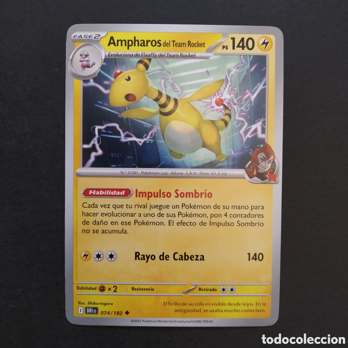 Trading cards: CARTA TCG - N&ordm; 074 - AMPHAROS DEL TEAM ROCKET - RIVALES PREDESTINADOS - POK&Eacute;MON - EN ESPA&Ntilde;OL