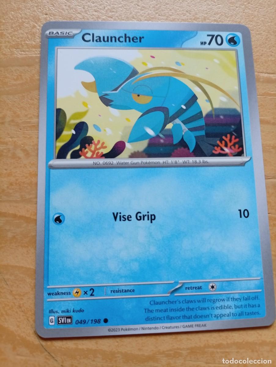 Trading cards: Carta de Pok&eacute;mon del tipo Clauncher, n&uacute;mero 49/198, de la expansi&oacute;n SVI. - Idioma: Ingl&eacute;s. - A&ntilde;o: 2