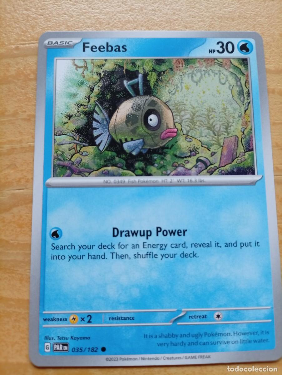 Trading cards: Carta Pok&eacute;mon de Feebas, n&uacute;mero 35/182, del a&ntilde;o 2023. Es una carta b&aacute;sica de tipo agua. - Idioma: I