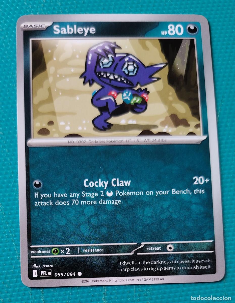 Trading cards: CARTA POKEMON EN INGLES - SABLEYE 059 / 094 - BASICO - ORIGINAL - NUEVA MD MINT