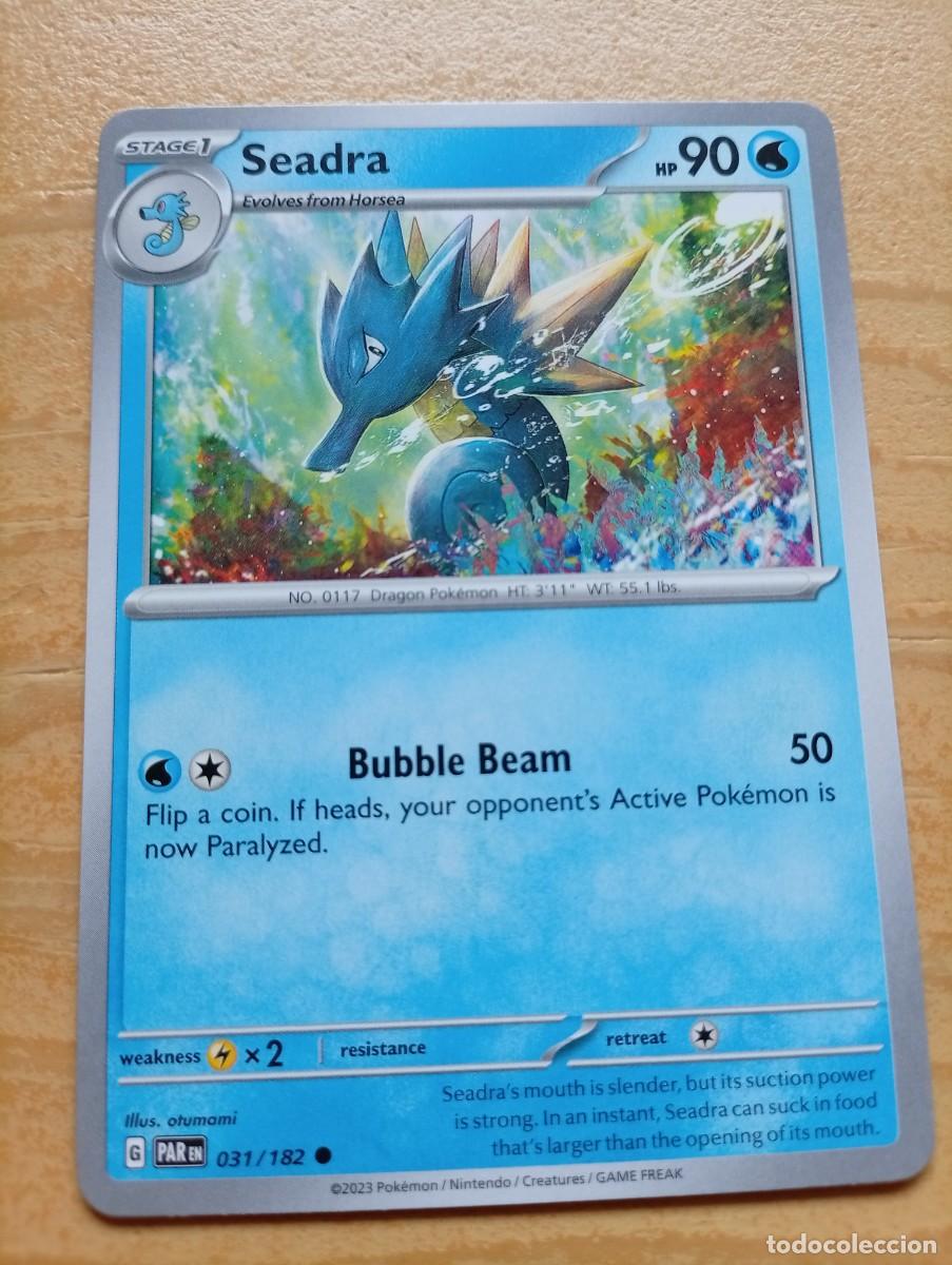 Trading cards: Carta Pok&eacute;mon de Seadra, edici&oacute;n en ingl&eacute;s. - N&uacute;mero de carta: 31/182. - A&ntilde;o de publicaci&oacute;n: 2023.