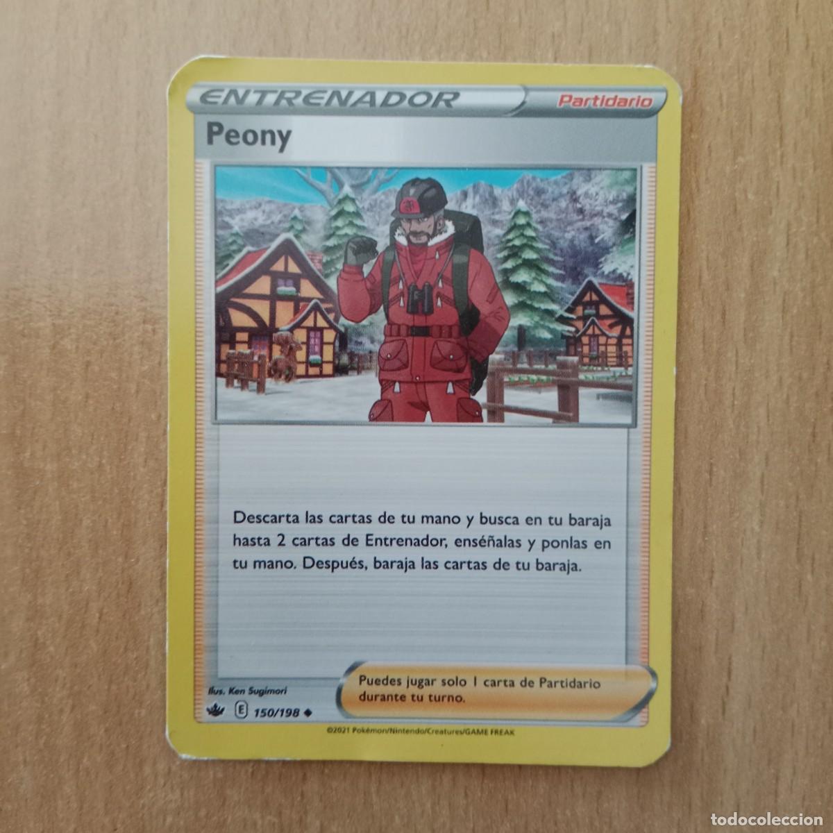 Cartas Colecion&aacute;veis: PEONY N&ordm; 150/198 -CARTA POK&Eacute;MON- ESPADA Y ESCUDO (TCG) REINADO ESCALOFRIANTE - ENTRENADOR PAR. -2021