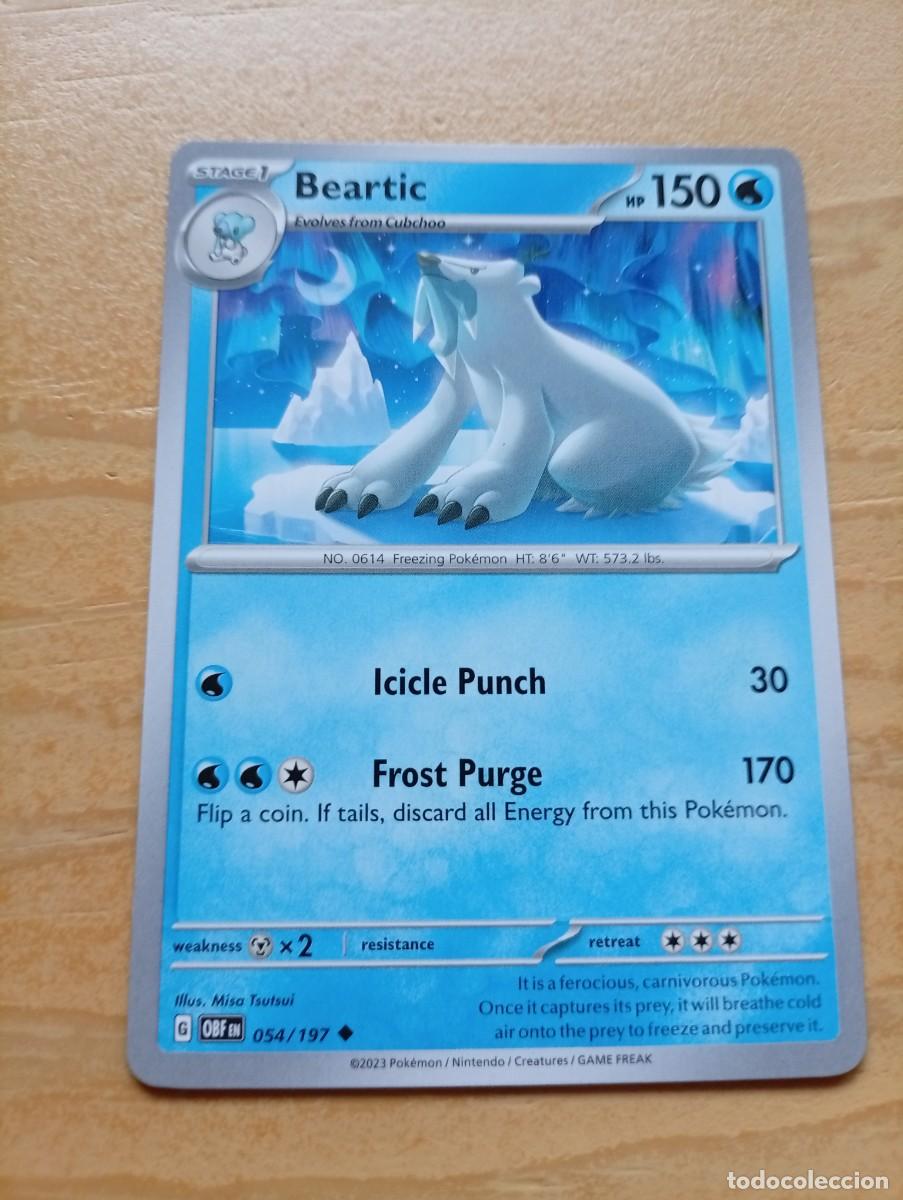 Trading cards: Carta de Pok&eacute;mon de Beartic, edici&oacute;n en ingl&eacute;s del a&ntilde;o 2023. - N&uacute;mero de carta: 054/197. - Pok&eacute;mon: