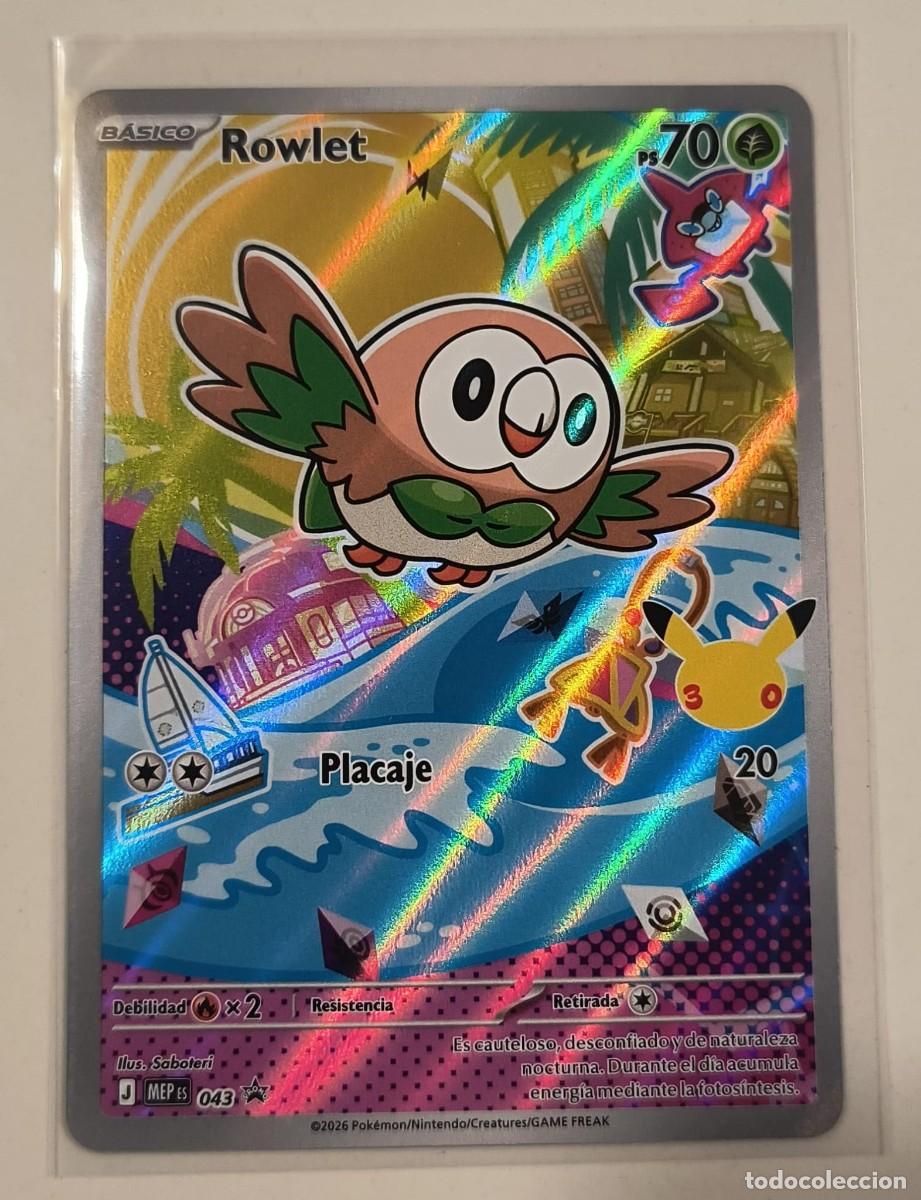 Trading cards: CARTA POKEMON ROWLET PROMO 43 - ESPA&Ntilde;OL - ART - FIRST PARTNER - TRADING CARDS