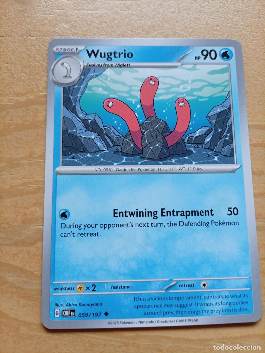 Trading cards: Carta Pok&eacute;mon de Wugtrio, edici&oacute;n en ingl&eacute;s. - N&uacute;mero de carta: 059/197. - A&ntilde;o de publicaci&oacute;n: 2023