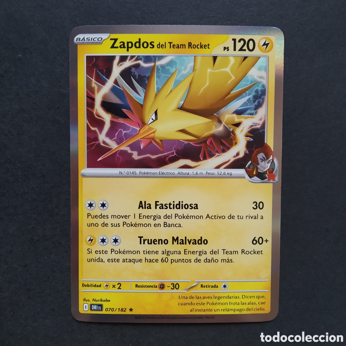 Trading cards: CARTA TCG - N&ordm; 070 - ZAPDOS DEL TEAM R (REVERSE HOLO) - RIVALES PREDESTINADOS - POK&Eacute;MON - EN ESPA&Ntilde;OL