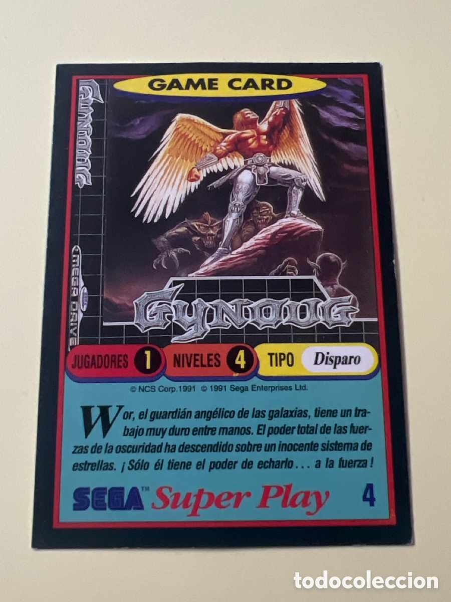 Trading cards: E1327. PANINI SEGA SUPER PLAY GAME CARD 1991 VIDEOJUEGO CROMO N&ordm; 4 GYNOUG