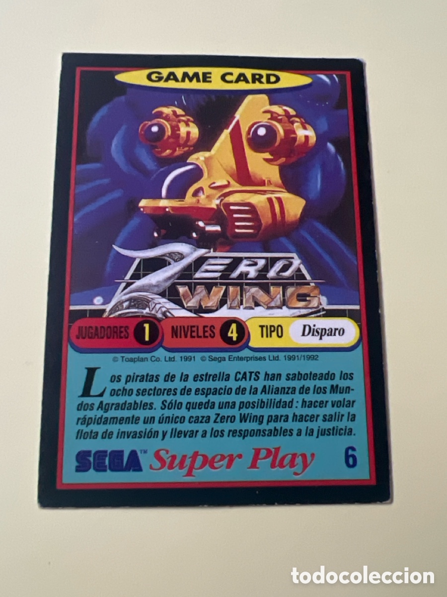 Trading cards: E1330. 1991 PANINI CROMO TRADING CARD VIDEOJUEGOS SEGA SUPER PLAY VIDEO GAMES 6 ZERO WING